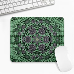 Bamboo Wood And Flowers In The Green Large Mousepads by pepitasart