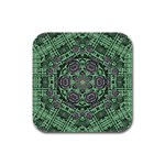 Bamboo Wood And Flowers In The Green Rubber Square Coaster (4 pack)  Front