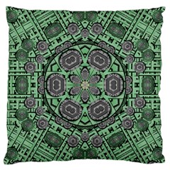 Bamboo Wood And Flowers In The Green Large Cushion Case (two Sides) by pepitasart