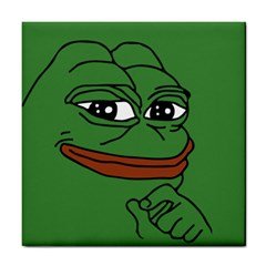 Pepe The Frog Smug Face With Smile And Hand On Chin Meme Kekistan All Over Print Green Tile Coaster by snek