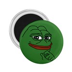 Pepe The Frog Smug face with smile and hand on chin meme Kekistan all over print green 2.25  Magnets Front