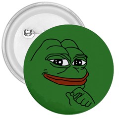 Pepe The Frog Smug Face With Smile And Hand On Chin Meme Kekistan All Over Print Green 3  Buttons by snek