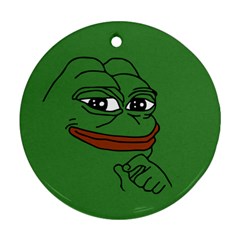 Pepe The Frog Smug Face With Smile And Hand On Chin Meme Kekistan All Over Print Green Ornament (round) by snek