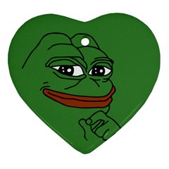 Pepe The Frog Smug Face With Smile And Hand On Chin Meme Kekistan All Over Print Green Ornament (heart) by snek