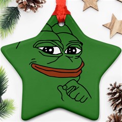 Pepe The Frog Smug Face With Smile And Hand On Chin Meme Kekistan All Over Print Green Ornament (star) by snek