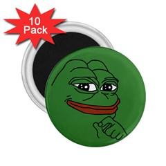 Pepe The Frog Smug Face With Smile And Hand On Chin Meme Kekistan All Over Print Green 2 25  Magnets (10 Pack) 