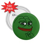 Pepe The Frog Smug face with smile and hand on chin meme Kekistan all over print green 2.25  Buttons (100 pack)  Front