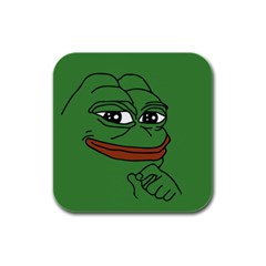 Pepe The Frog Smug Face With Smile And Hand On Chin Meme Kekistan All Over Print Green Rubber Square Coaster (4 Pack)  by snek