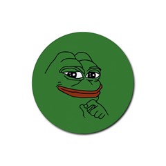 Pepe The Frog Smug Face With Smile And Hand On Chin Meme Kekistan All Over Print Green Rubber Coaster (round)  by snek