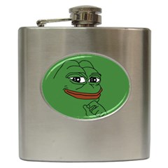 Pepe The Frog Smug Face With Smile And Hand On Chin Meme Kekistan All Over Print Green Hip Flask (6 Oz) by snek