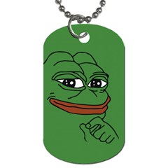 Pepe The Frog Smug Face With Smile And Hand On Chin Meme Kekistan All Over Print Green Dog Tag (two Sides) by snek