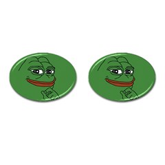 Pepe The Frog Smug Face With Smile And Hand On Chin Meme Kekistan All Over Print Green Cufflinks (oval) by snek