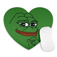 Pepe The Frog Smug Face With Smile And Hand On Chin Meme Kekistan All Over Print Green Heart Mousepads by snek