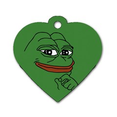 Pepe The Frog Smug Face With Smile And Hand On Chin Meme Kekistan All Over Print Green Dog Tag Heart (one Side) by snek