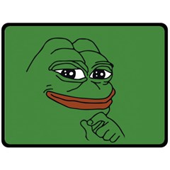 Pepe The Frog Smug Face With Smile And Hand On Chin Meme Kekistan All Over Print Green Fleece Blanket (large)  by snek