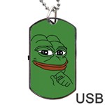 Pepe The Frog Smug face with smile and hand on chin meme Kekistan all over print green Dog Tag USB Flash (One Side) Front