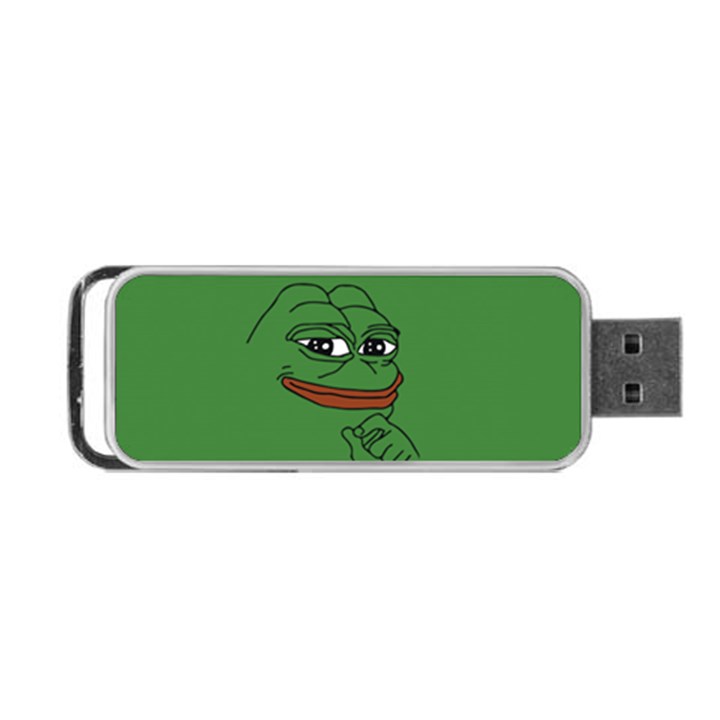 Pepe The Frog Smug face with smile and hand on chin meme Kekistan all over print green Portable USB Flash (One Side)