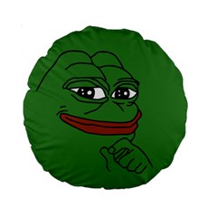 Pepe The Frog Smug Face With Smile And Hand On Chin Meme Kekistan All Over Print Green Standard 15  Premium Round Cushions by snek