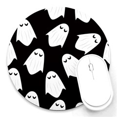 Ghost Halloween Pattern Round Mousepads by Amaryn4rt