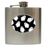 Ghost Halloween Pattern Hip Flask (6 oz) Front