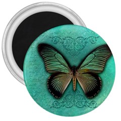 Butterfly Background Vintage Old Grunge 3  Magnets by Amaryn4rt