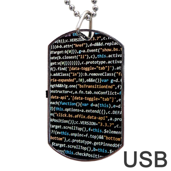 Close Up Code Coding Computer Dog Tag USB Flash (One Side)