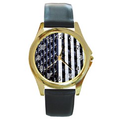 Architecture Building Pattern Round Gold Metal Watch by Amaryn4rt