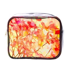 Monotype Art Pattern Leaves Colored Autumn Mini Toiletries Bag (one Side) by Amaryn4rt