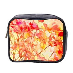 Monotype Art Pattern Leaves Colored Autumn Mini Toiletries Bag (two Sides) by Amaryn4rt