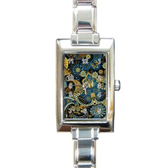 Retro Ethnic Background Pattern Vector Rectangle Italian Charm Watch by Amaryn4rt