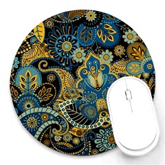 Retro Ethnic Background Pattern Vector Round Mousepads by Amaryn4rt