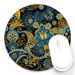 Retro Ethnic Background Pattern Vector Round Mousepads Front