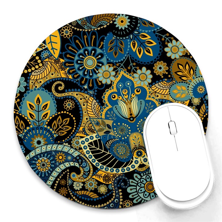 Retro Ethnic Background Pattern Vector Round Mousepads