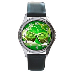 Kiwi Fruit Vitamins Healthy Cut Round Metal Watch by Amaryn4rt