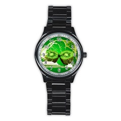 Kiwi Fruit Vitamins Healthy Cut Stainless Steel Round Watch by Amaryn4rt