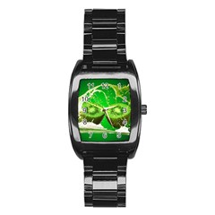 Kiwi Fruit Vitamins Healthy Cut Stainless Steel Barrel Watch by Amaryn4rt