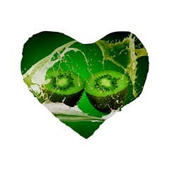 Kiwi Fruit Vitamins Healthy Cut Standard 16  Premium Flano Heart Shape Cushions by Amaryn4rt