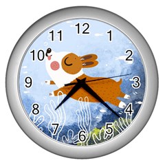 Underwaterdog Wall Clock (silver) by Mjdaluz