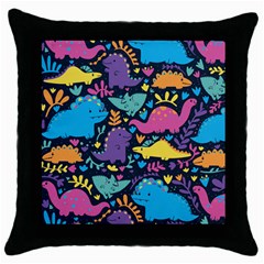 Dino Cute Throw Pillow Case (black) by Mjdaluz