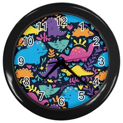 Dino Cute Wall Clock (black) by Mjdaluz