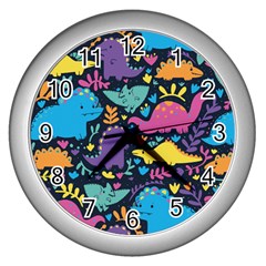 Dino Cute Wall Clock (silver) by Mjdaluz