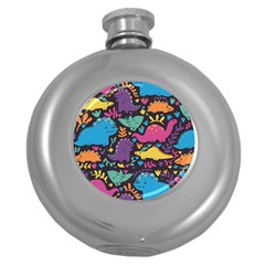 Dino Cute Round Hip Flask (5 Oz) by Mjdaluz