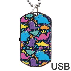 Dino Cute Dog Tag Usb Flash (two Sides) by Mjdaluz