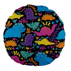 Dino Cute Large 18  Premium Round Cushions by Mjdaluz