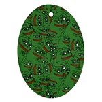 Pepe The Frog perfect a-ok handsign Pattern Praise KEK Kekistan Smug Smile Meme green background Ornament (Oval) Front