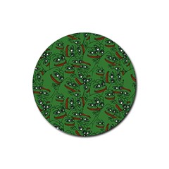 Pepe The Frog Perfect A-ok Handsign Pattern Praise Kek Kekistan Smug Smile Meme Green Background Rubber Coaster (round)  by snek