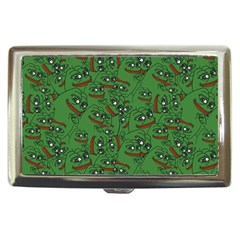 Pepe The Frog Perfect A-ok Handsign Pattern Praise Kek Kekistan Smug Smile Meme Green Background Cigarette Money Case by snek