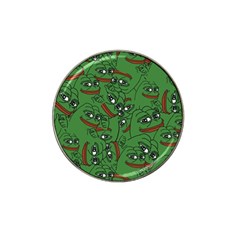 Pepe The Frog Perfect A-ok Handsign Pattern Praise Kek Kekistan Smug Smile Meme Green Background Hat Clip Ball Marker by snek