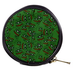 Pepe The Frog Perfect A-ok Handsign Pattern Praise Kek Kekistan Smug Smile Meme Green Background Mini Makeup Bag by snek