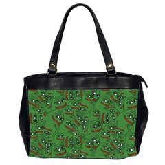 Pepe The Frog Perfect A-ok Handsign Pattern Praise Kek Kekistan Smug Smile Meme Green Background Oversize Office Handbag (2 Sides) by snek